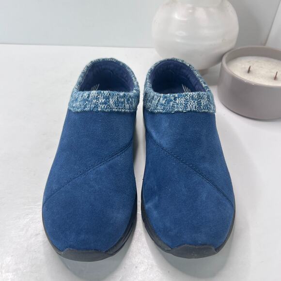 Vionic Arbor Suede Knit Cuff Slip On Clog Blue Women's 6 NWOB Casual Microfleece - Picture 7 of 9